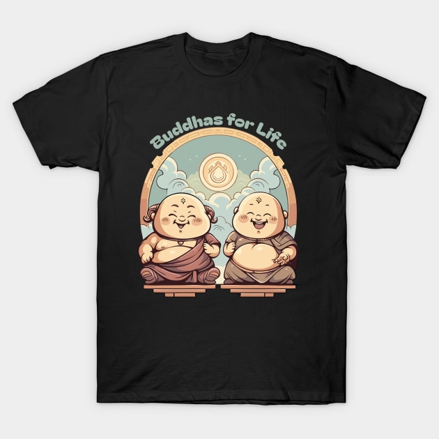 Buddhas for Life Shirt - Brotherhood Bond Tee - Spiritual Companionship Apparel - Unique Gift for Brothers and Friends T-Shirt by Indigo Lake